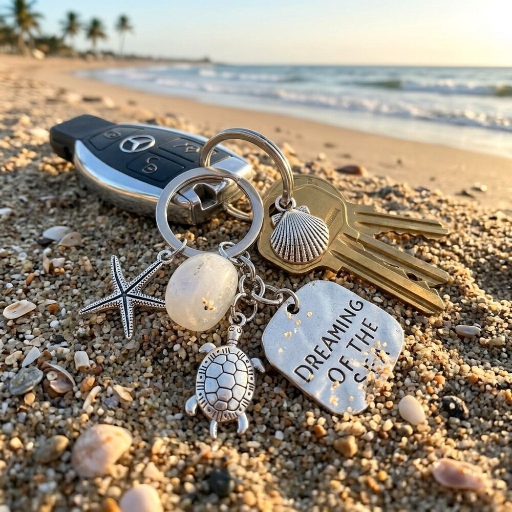 Bag Charm Key Ring Shells Starfish & Turtle Dreaming of the Sea
